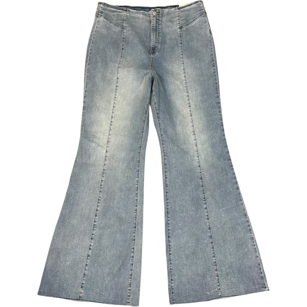 Free People CRVY Wild Honey Flare Jeans Size 31 12 NWT Stretch Denim Retro 70s